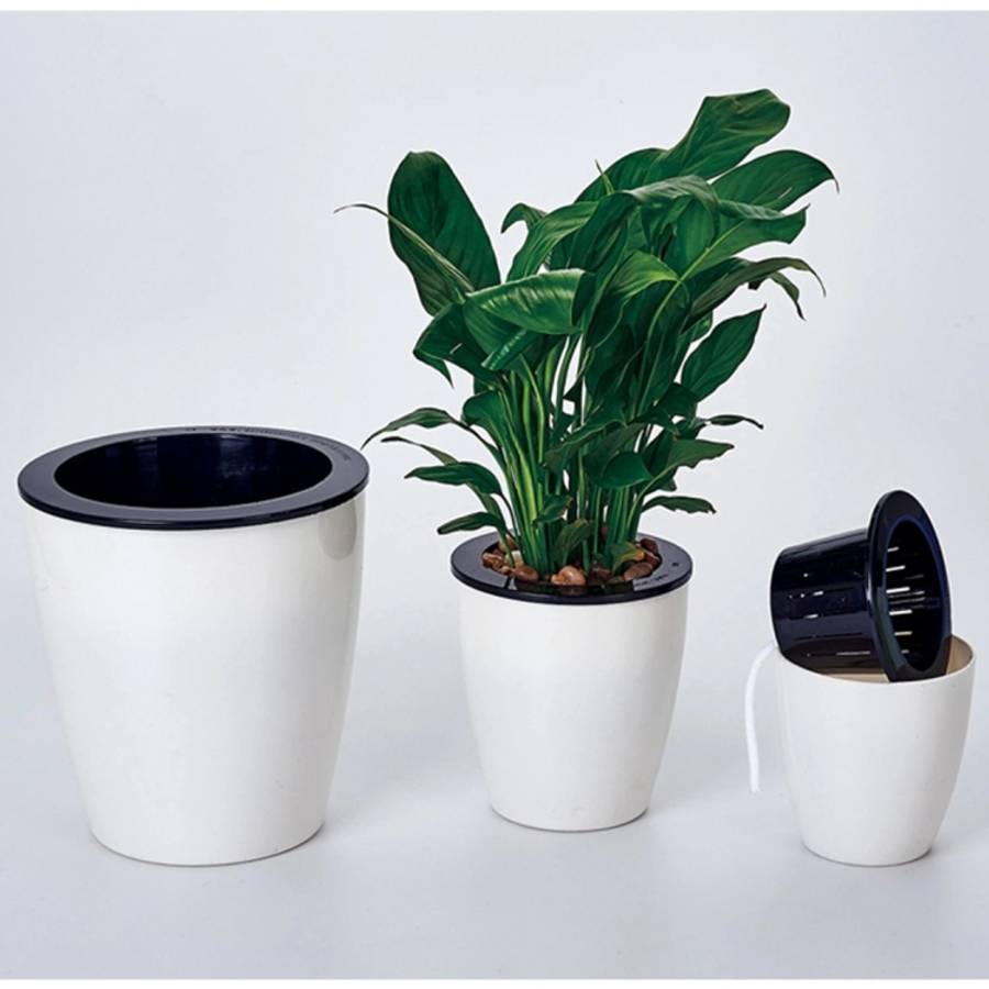 Lazy Flower Pots Automatic Water-absorbing Hydroponic Potted Plants Circular Resin Plastic Flower...