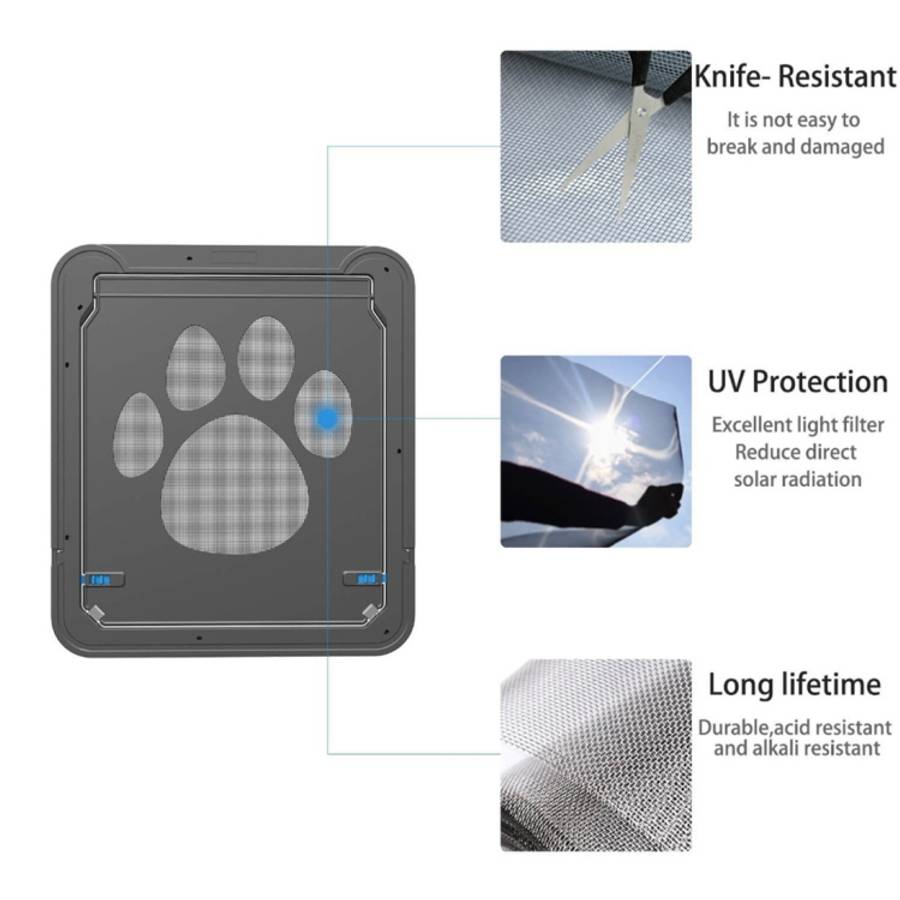 Pet Footprint Pattern Dog Auto Lock / Lockable Gate Cat Safe Flap Window Pet Screen Door, Size: 4...