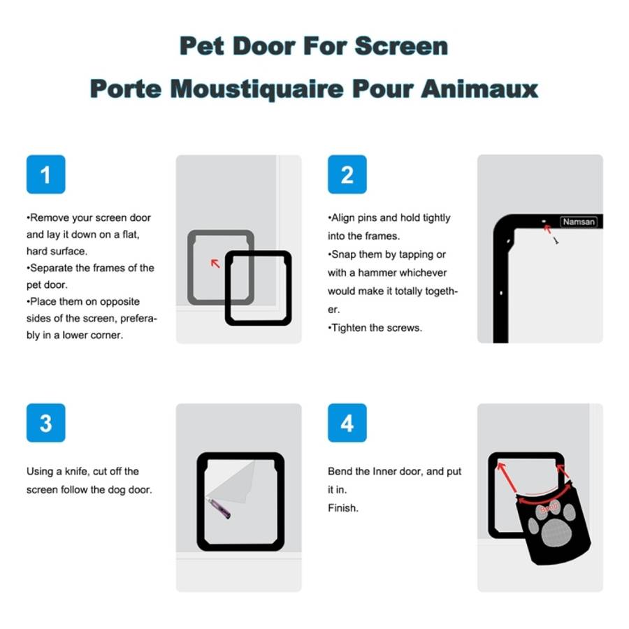 Pet Footprint Pattern Dog Auto Lock / Lockable Gate Cat Safe Flap Window Pet Screen Door, Size: 4...