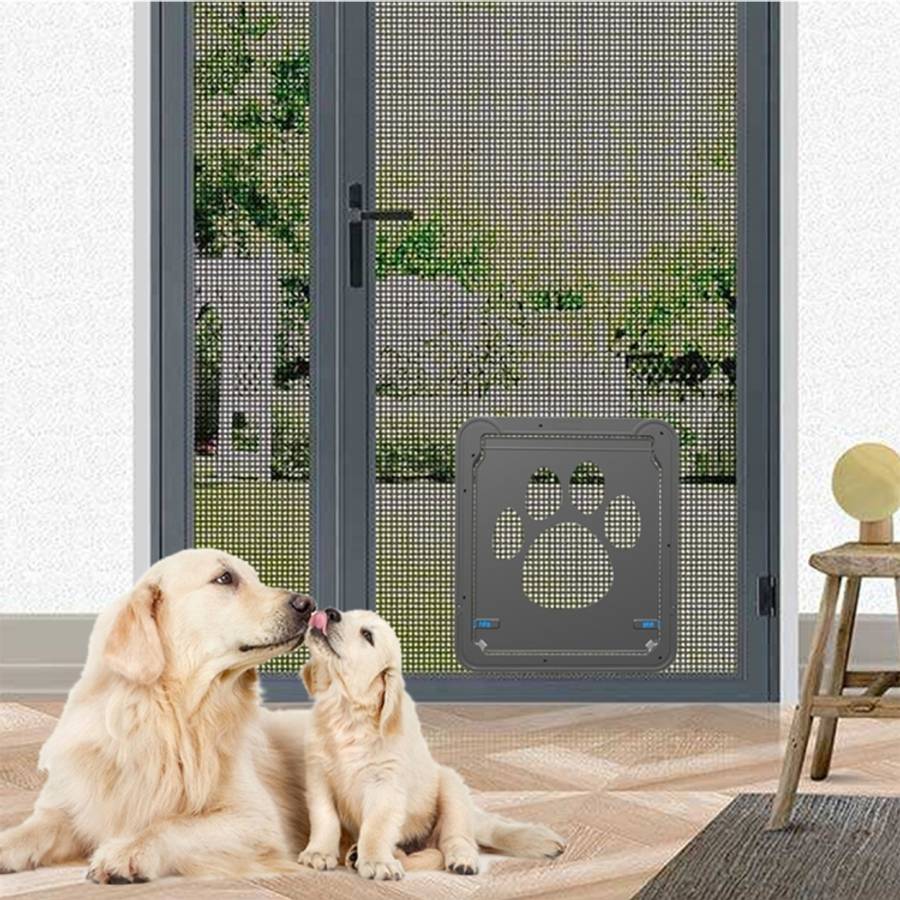 Pet Footprint Pattern Dog Auto Lock / Lockable Gate Cat Safe Flap Window Pet Screen Door, Size: 4...