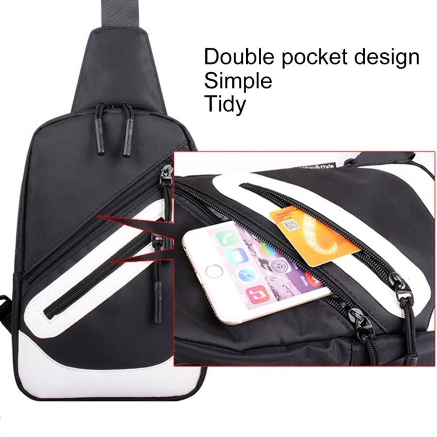 Multi-Function Portable Casual Canvas  Chest Bag Outdoor Sports Shoulder Bag with External USB Ch...