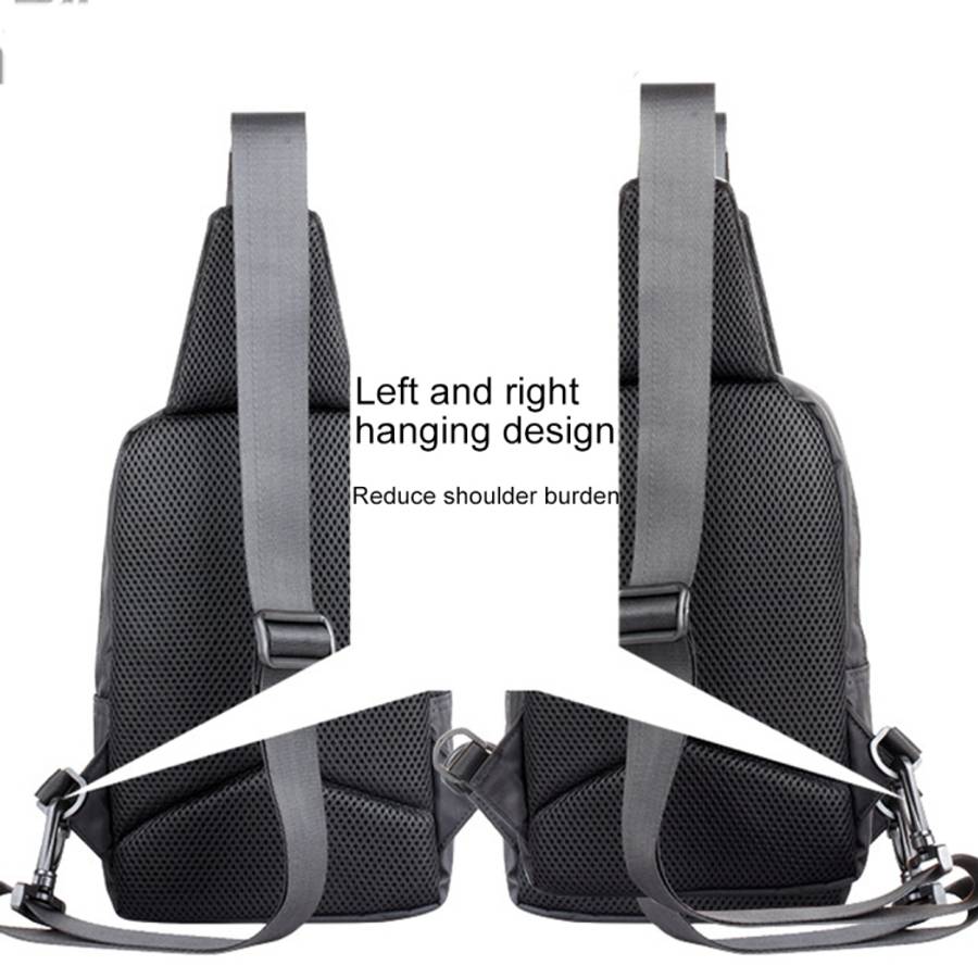 Multi-Function Portable Casual Canvas  Chest Bag Outdoor Sports Shoulder Bag with External USB Ch...