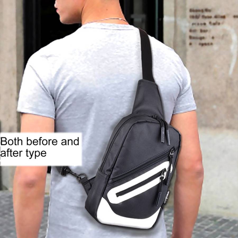 Multi-Function Portable Casual Canvas  Chest Bag Outdoor Sports Shoulder Bag with External USB Ch...
