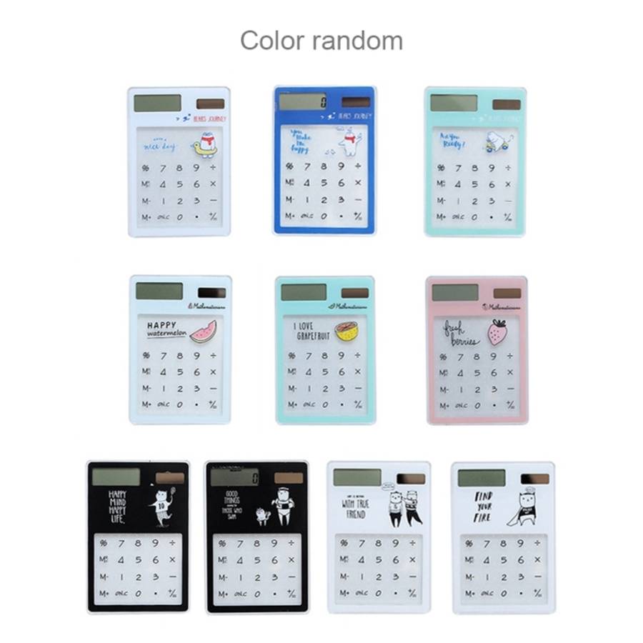 8 Digits LED Screen Calculator with Transparent Touch Pad &amp; Solar Panel, Random Color Delivery