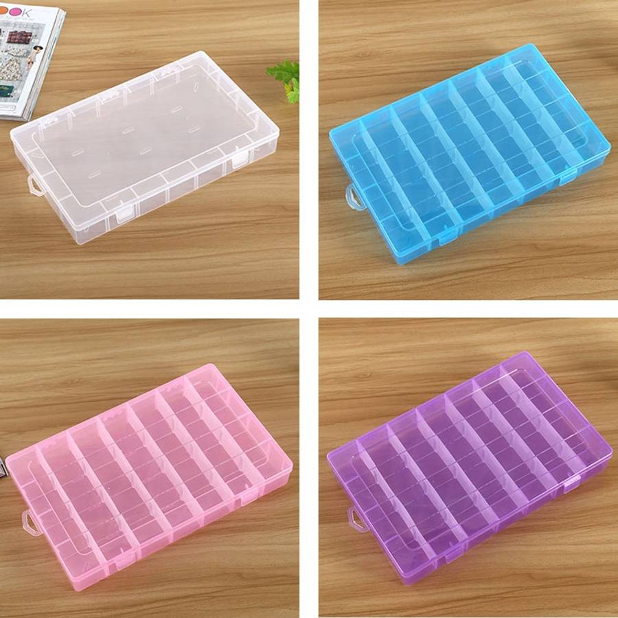 Plastic Organizer Container Storage Box 28 Slots Removable Grid Compartment for Jewelry Earring F...