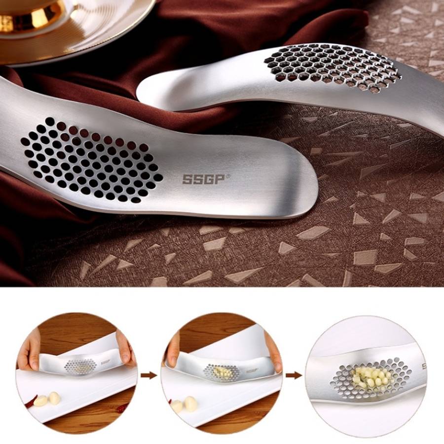 SSGP Kitchen Tool Manual 304 Stainless Steel Brushed Texture Garlic Presser