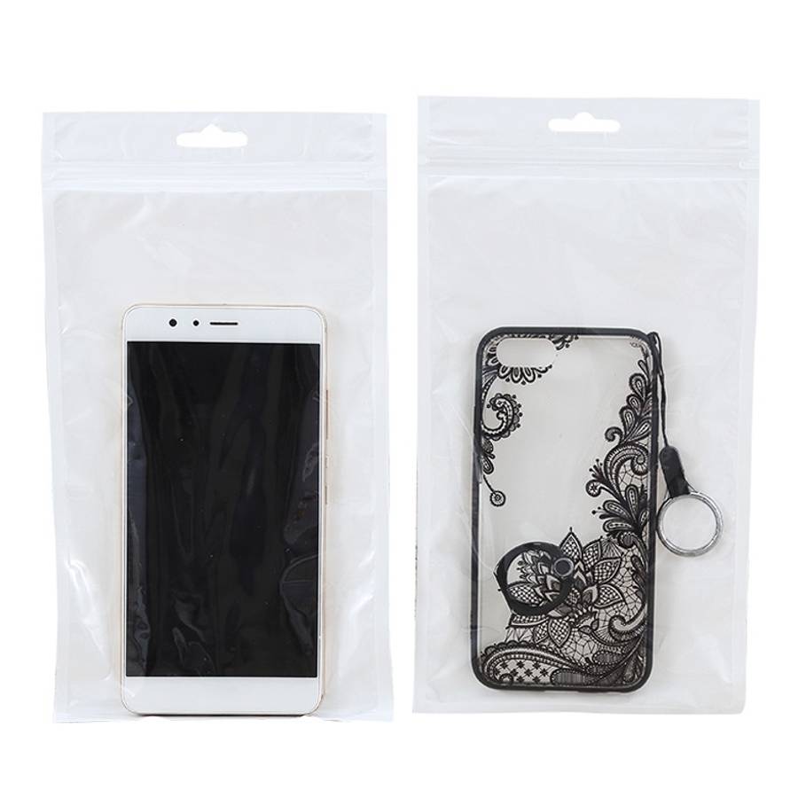 100 PCS 6cm x 10cm Hang Hole Clear Front White Pearl Jewelry Zip Lock Packaging Bag, Custom Print...