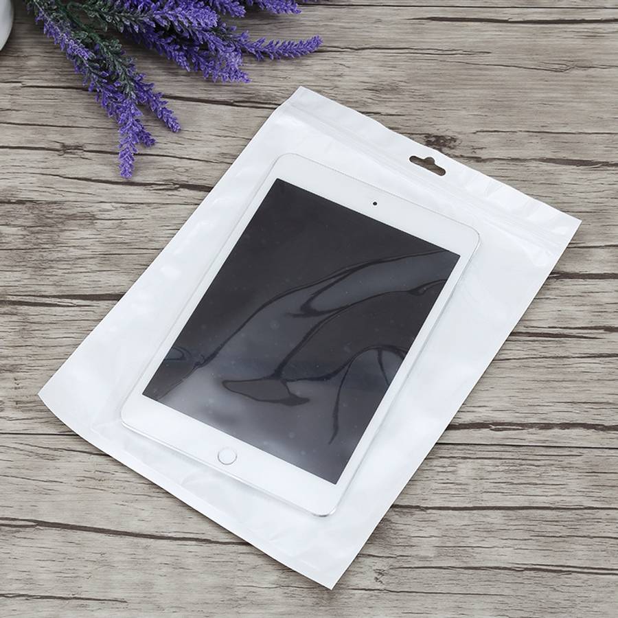 100 PCS 8.5cm x 11cm Hang Hole Clear Front White Pearl Jewelry Zip Lock Packaging Bag, Custom Pri...
