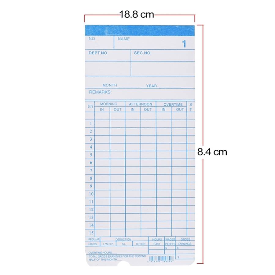 90 PCS Paper Time Card