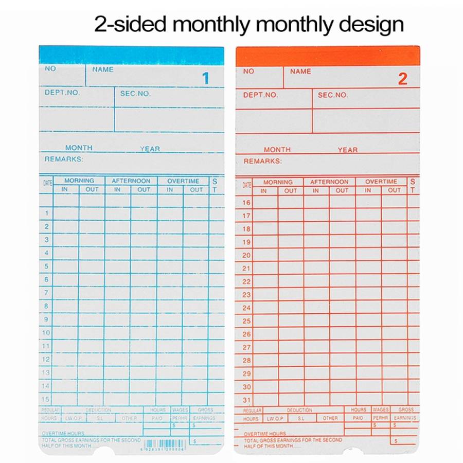 90 PCS Paper Time Card