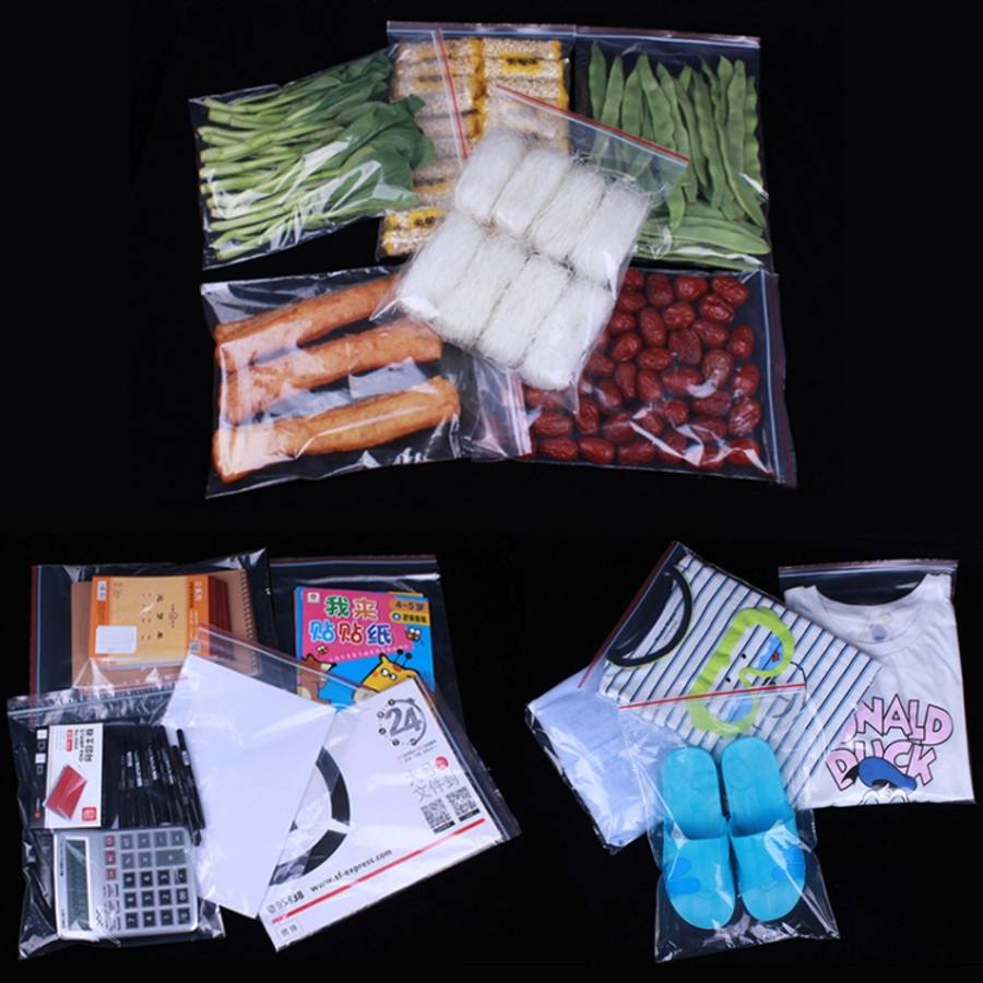 100pcs/pack PE Self Sealing Clear Zip Lock Packaging Bag, 16cm x 24cm, Custom Printing and Size a...