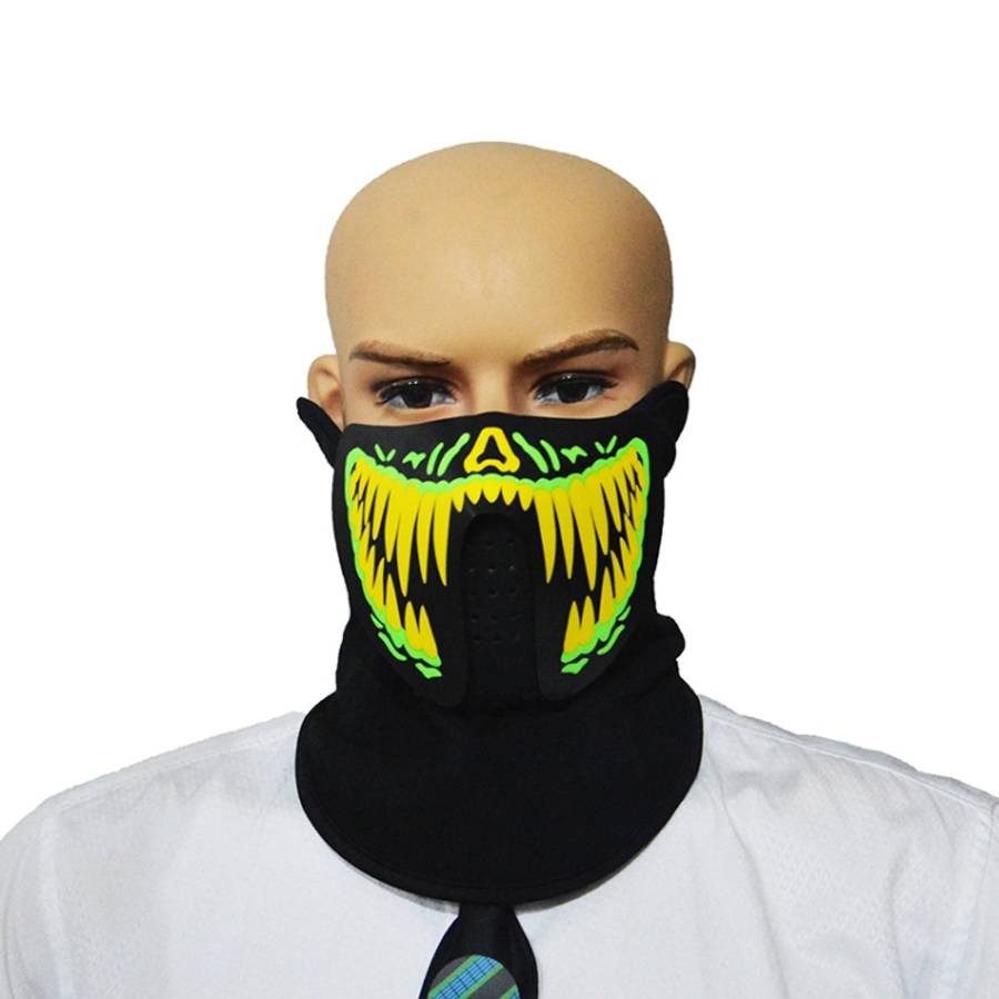FG-MA-01 Halloween Mask Voice Control LED Cold Light Terror Cosplay Mask