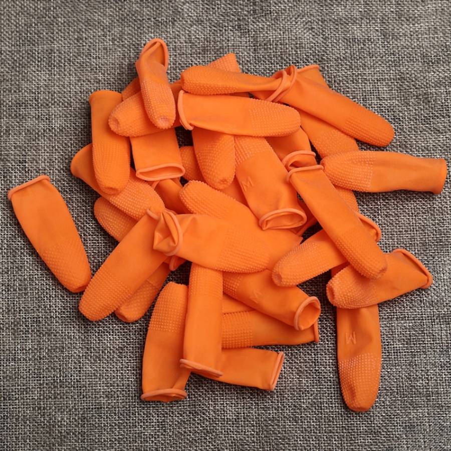 100pcs / Pack Antistatic Antislip Durable Fingertips Latex Protective Gloves, Size: M, 2.6*6.3cm,...