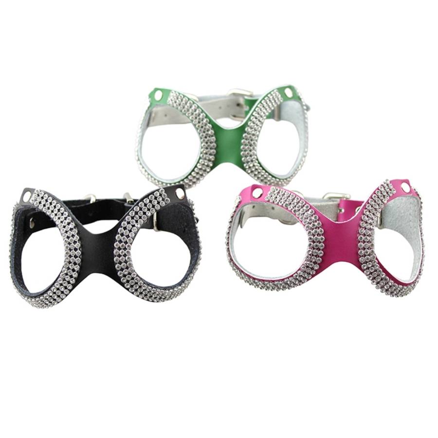 Rhinestone Leather Glasses Style Breathable Dog Chest Strap, Size: S
