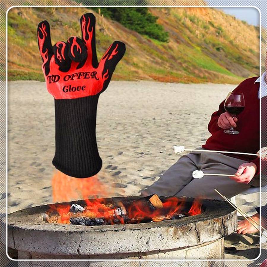 2 Layer Fire Protection Portable Silicone Anti-skidding High Temperature Resistance Cooking Bakin...