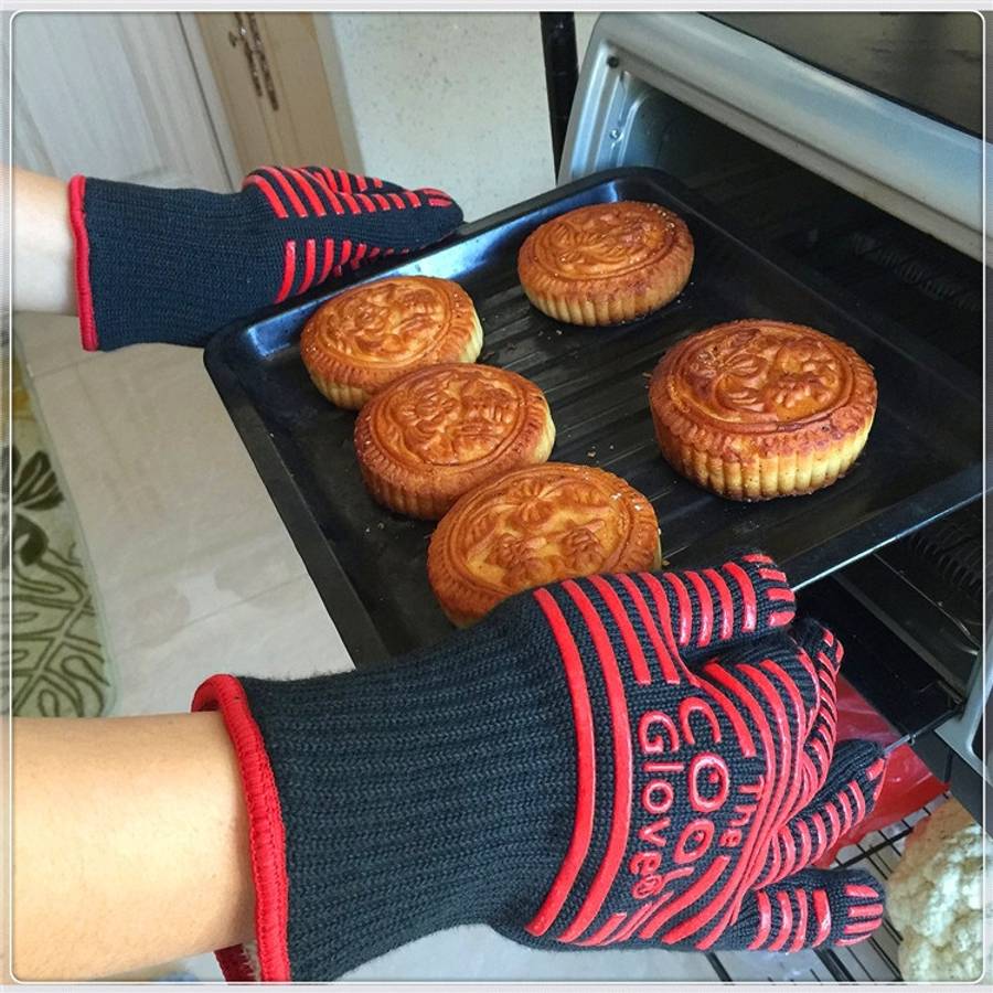 2 Layer Fire Protection Portable Silicone Anti-skidding High Temperature Resistance Cooking Bakin...