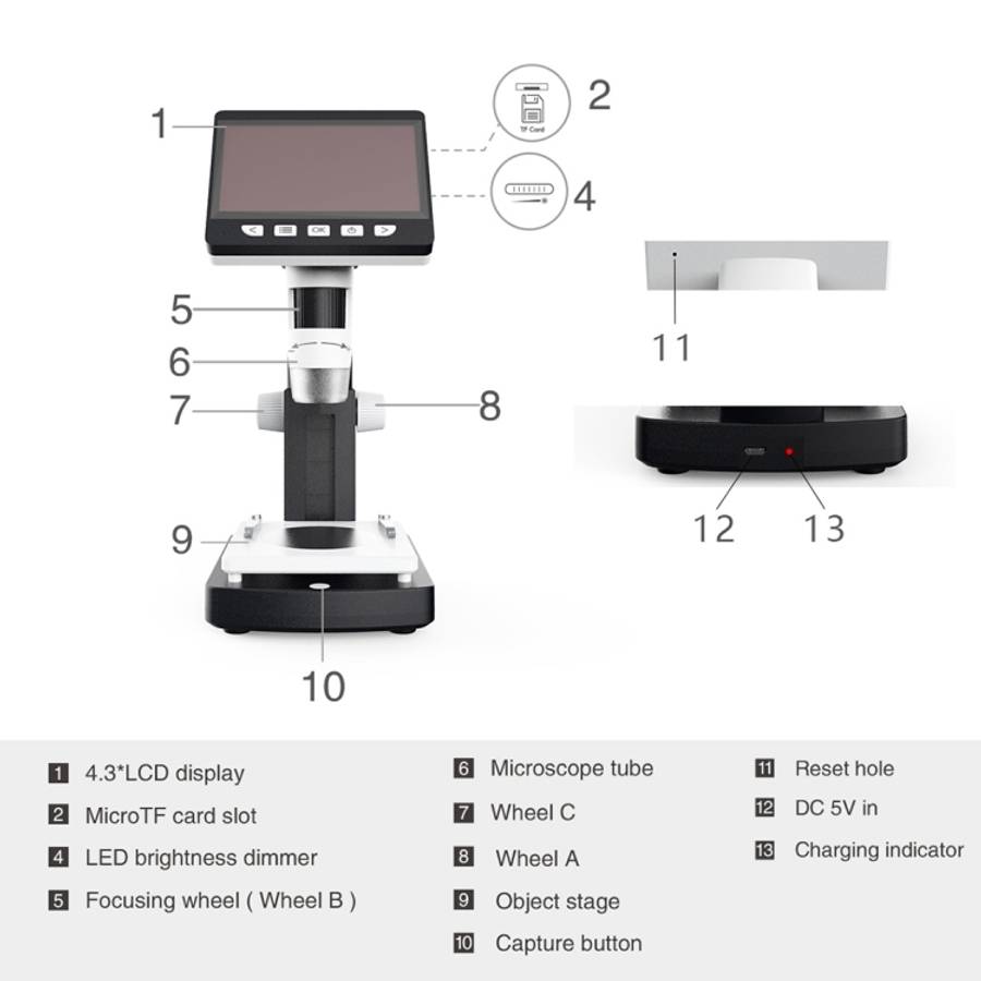 inskam306 1080P 4.3 inch Display Screen HD Digital Microscope