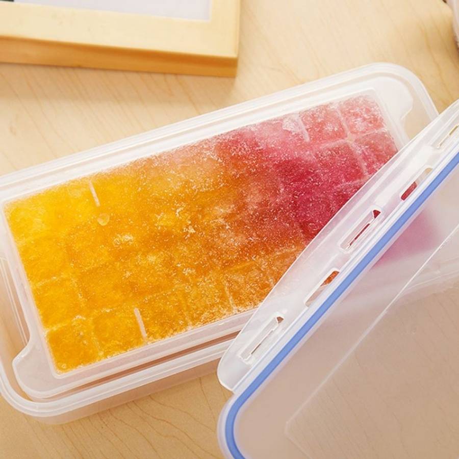 Small Square Ice Mold Trays Multi-layer Mold with Cover Ice Storage Box, 2 Layers
