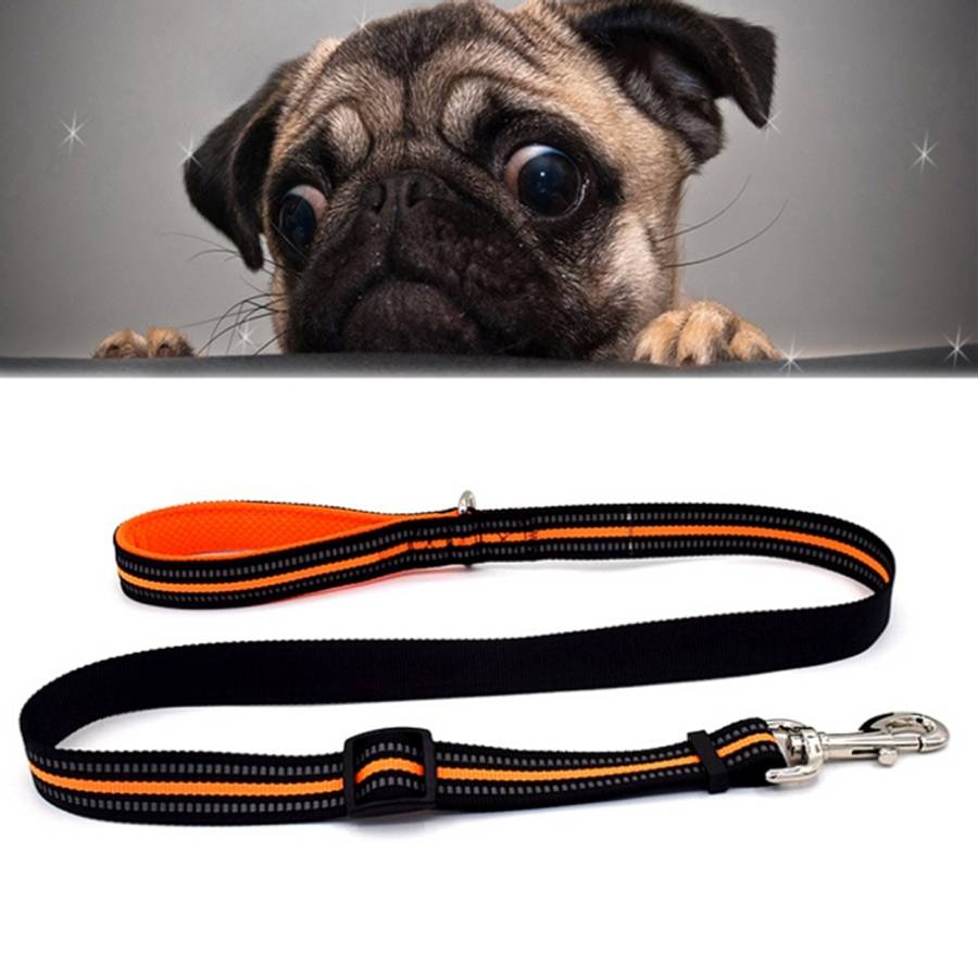 Pet Dogs Nylon Night Reflective Breathable Handheld Traction Lead Leash, Size: M, Adjustable Rang...