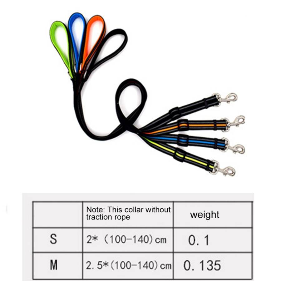 Pet Dogs Nylon Night Reflective Breathable Handheld Traction Lead Leash, Size: M, Adjustable Rang...