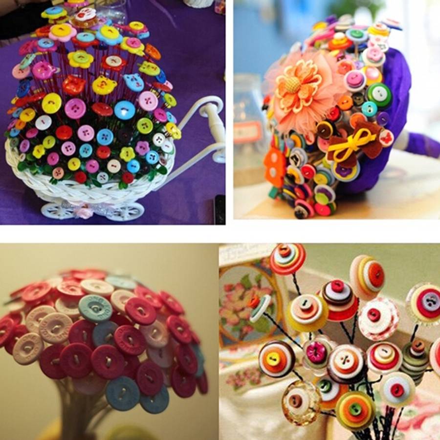 1000 PCS Plum Blossom Shape Resin 2 Holes Button Sewing Accessories Clothes Decor Crafts, Random ...