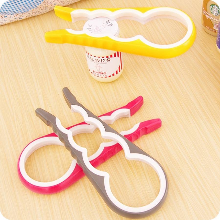 4 in 1 Multi-function Bottle Opener Home Safe Open Cans Anti-skid Cap Kitchen Tool, Random Color ...