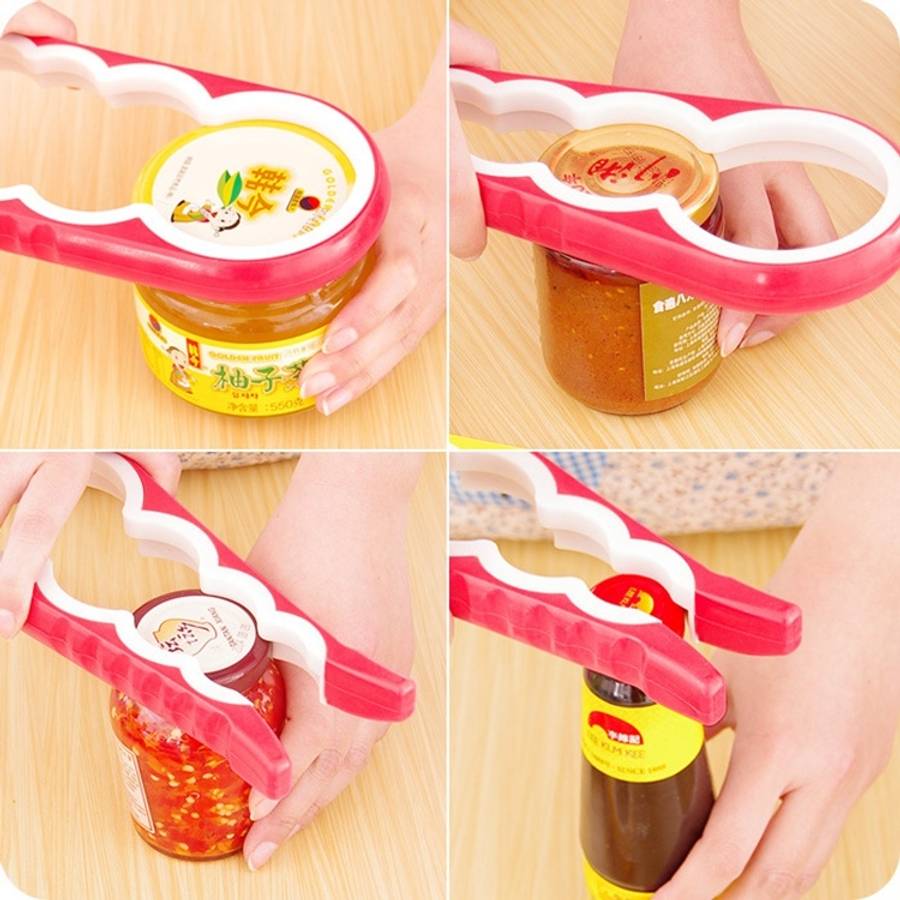 4 in 1 Multi-function Bottle Opener Home Safe Open Cans Anti-skid Cap Kitchen Tool, Random Color ...
