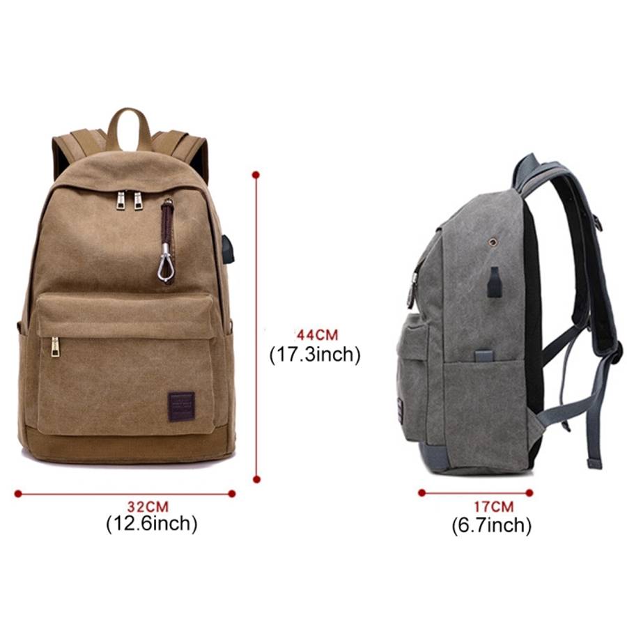 Multi-Function Travel Casual Canvas Backpack Students Bag with External USB Charging Interface &a...