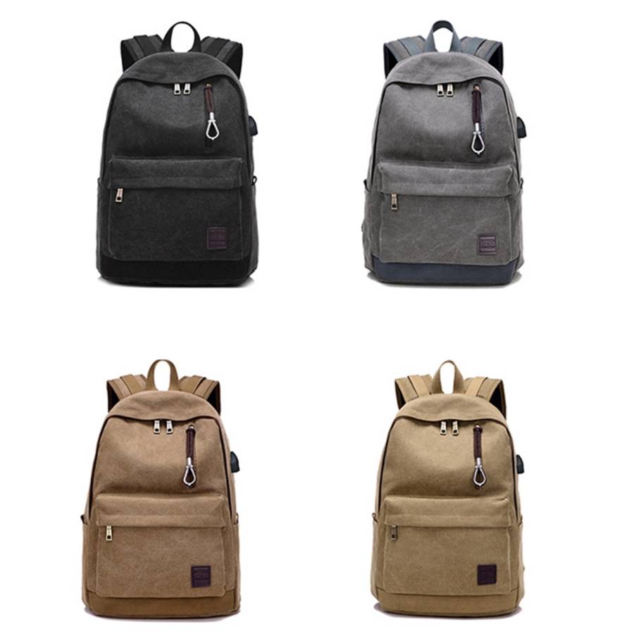 Multi-Function Travel Casual Canvas Backpack Students Bag with External USB Charging Interface &a...