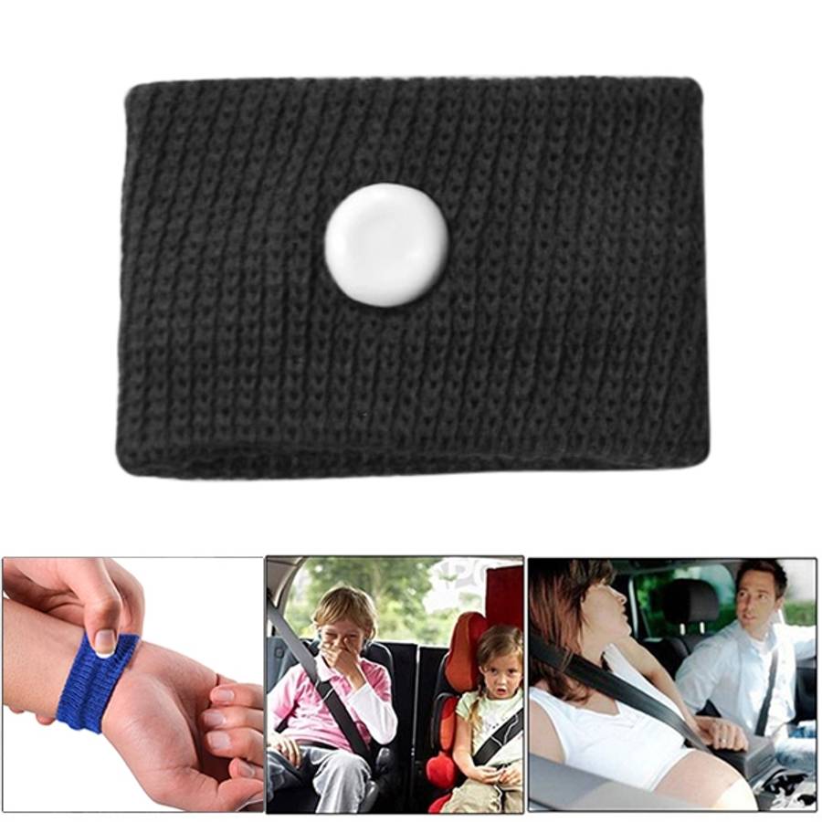 Physical Method Carsickness Prevention Antiemetic Polyester Wristband, One Pair, Black