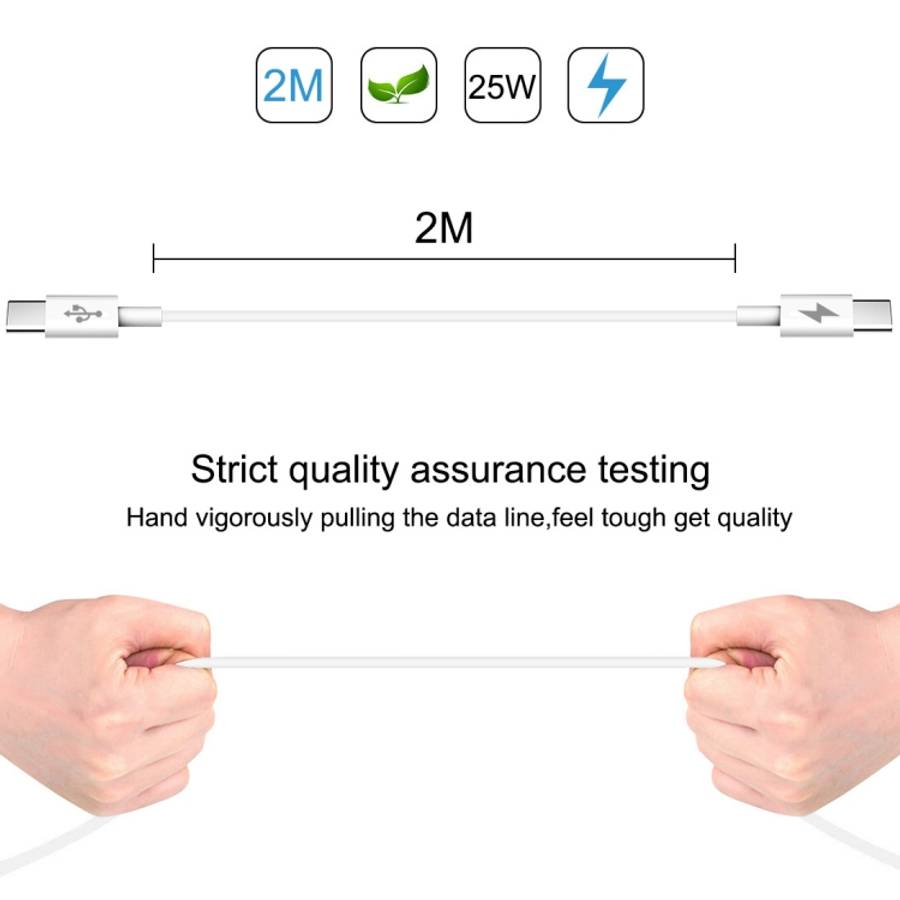 HAWEEL 25W 3A Type-C / USB-C to Type-C / USB-C PD Fast Charging Data Cable, Length: 2m
