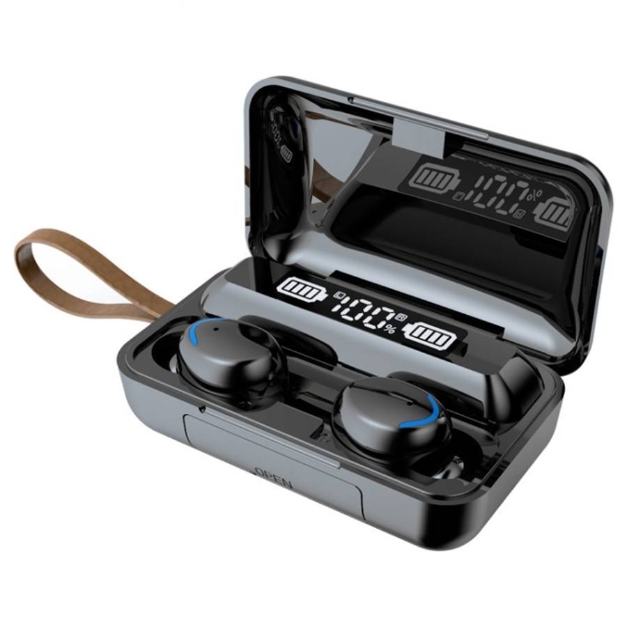 F9-5C LED Light + Digital Display Noise Reduction Bluetooth Earphone with Hand Strap, F9-5C LED L...