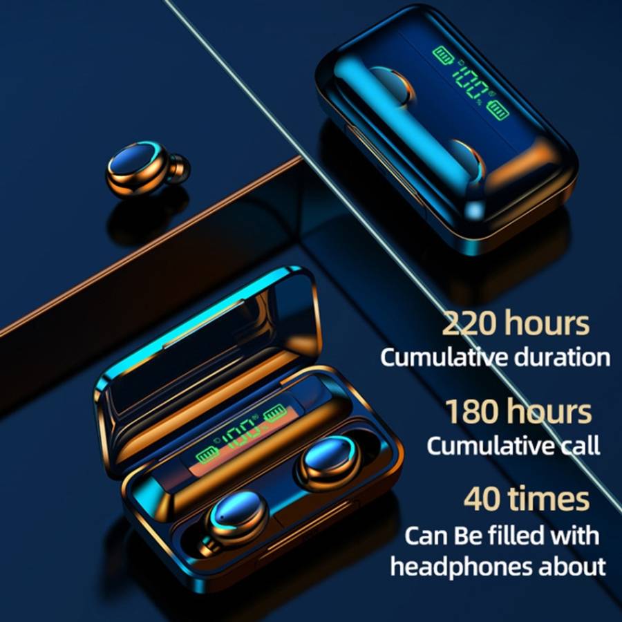 F9-5C LED Light + Digital Display Noise Reduction Bluetooth Earphone with Hand Strap, F9-5C LED L...