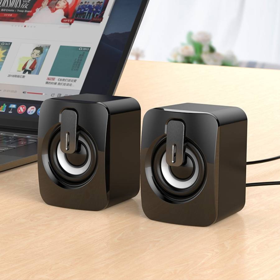 A2 USB 2.0 Wire-controlled Illuminated Mobile Phone Computer Mini Desktop Speaker, Illuminated
