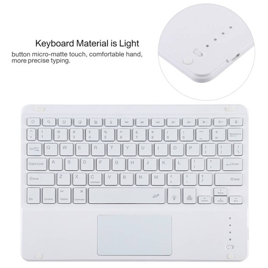 TG11BCS Detachable Bluetooth White Keyboard Microfiber Leather Tablet Case for iPad Pro 11 inch (...