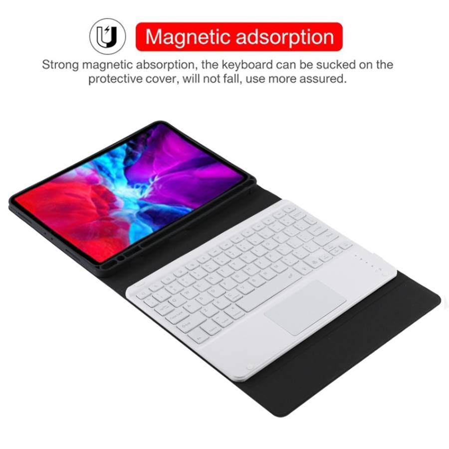 TG11BCS Detachable Bluetooth White Keyboard Microfiber Leather Tablet Case for iPad Pro 11 inch (...