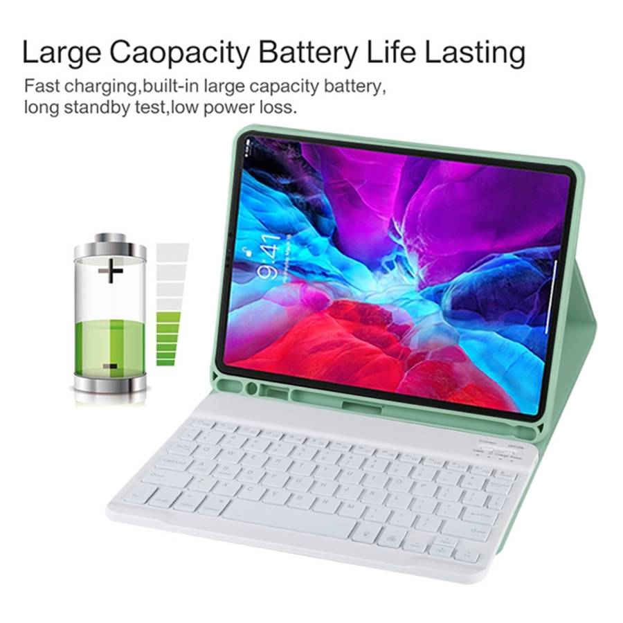 TG11BS Detachable Bluetooth White Keyboard Microfiber Leather Tablet Case for iPad Pro 11 inch (2...