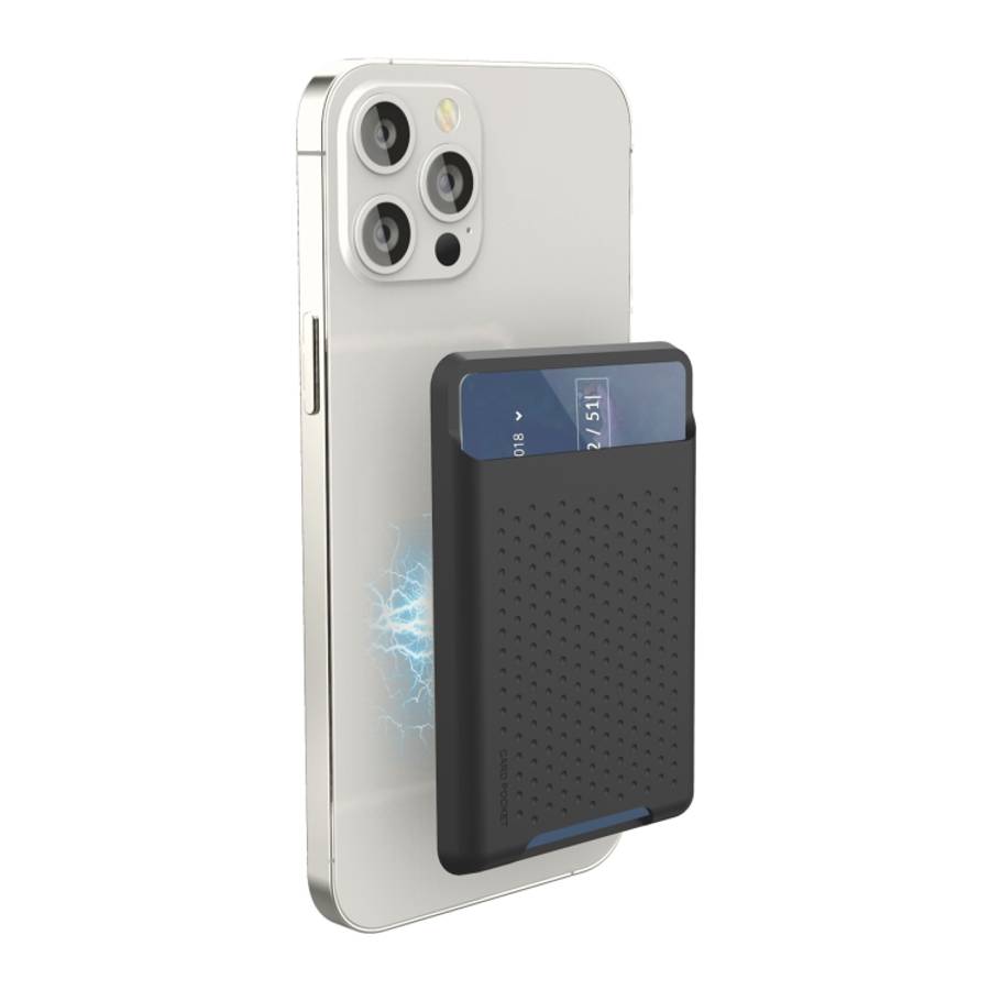 For iPhone 13 Series / iPhone 12 Series Silicone Wallet Pouch Card Case Anti-degaussing Card Hold...