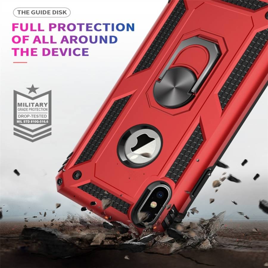 For iPhone X / XS Sergeant Armor Shockproof TPU + PC Protective Case with 360 Degree Rotation Hol...