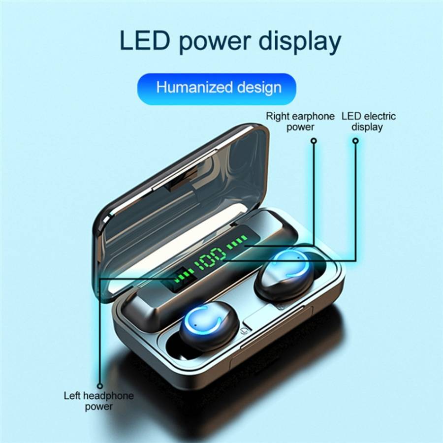 F9-9 TWS CVC8.0 Noise Cancelling Bluetooth Earphone with Charging Box, Support Touch Lighting Eff...