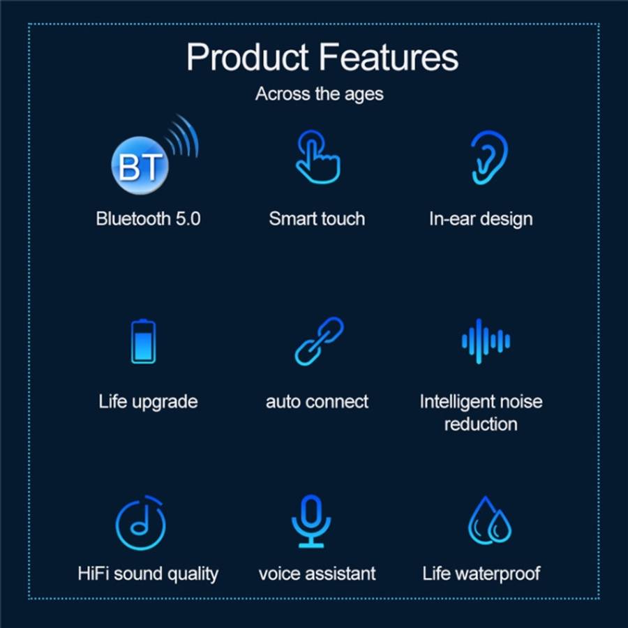 F9-9 TWS CVC8.0 Noise Cancelling Bluetooth Earphone with Charging Box, Support Touch Lighting Eff...