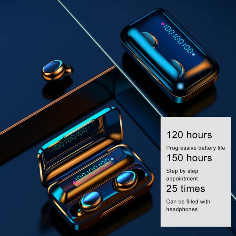 F9-5C Three-screen Digital Display Noise Reduction Bluetooth Earphone, F9-5C without Strap Black,...