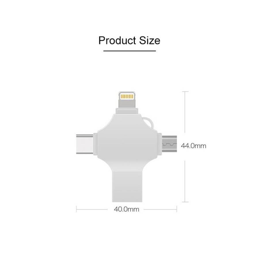 Cross 4 in 1 16GB 8 Pin + Micro USB + USB-C / Type-C + USB 3.0 Metal Flash Disk, 16GB