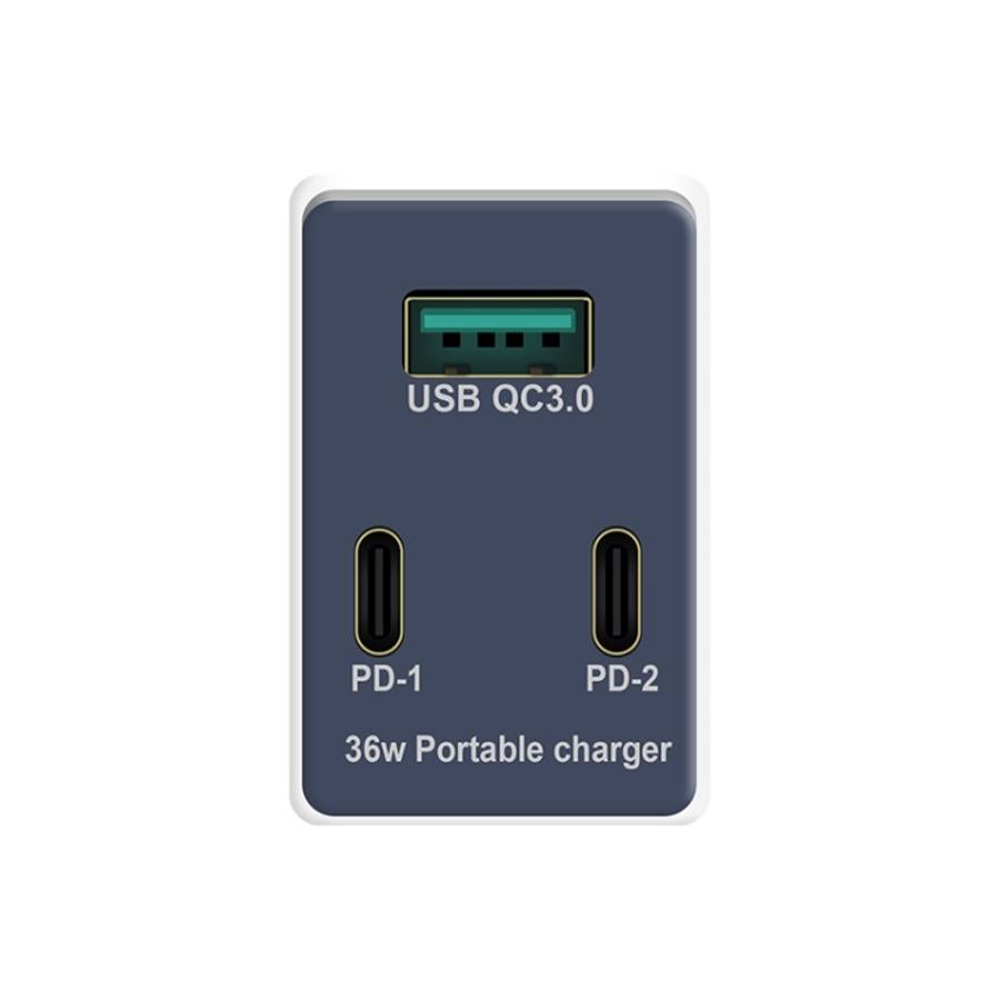 WLX-X3 36W 90 Degrees Foldable Pin Portable Multi-function USB Charger, US Plug