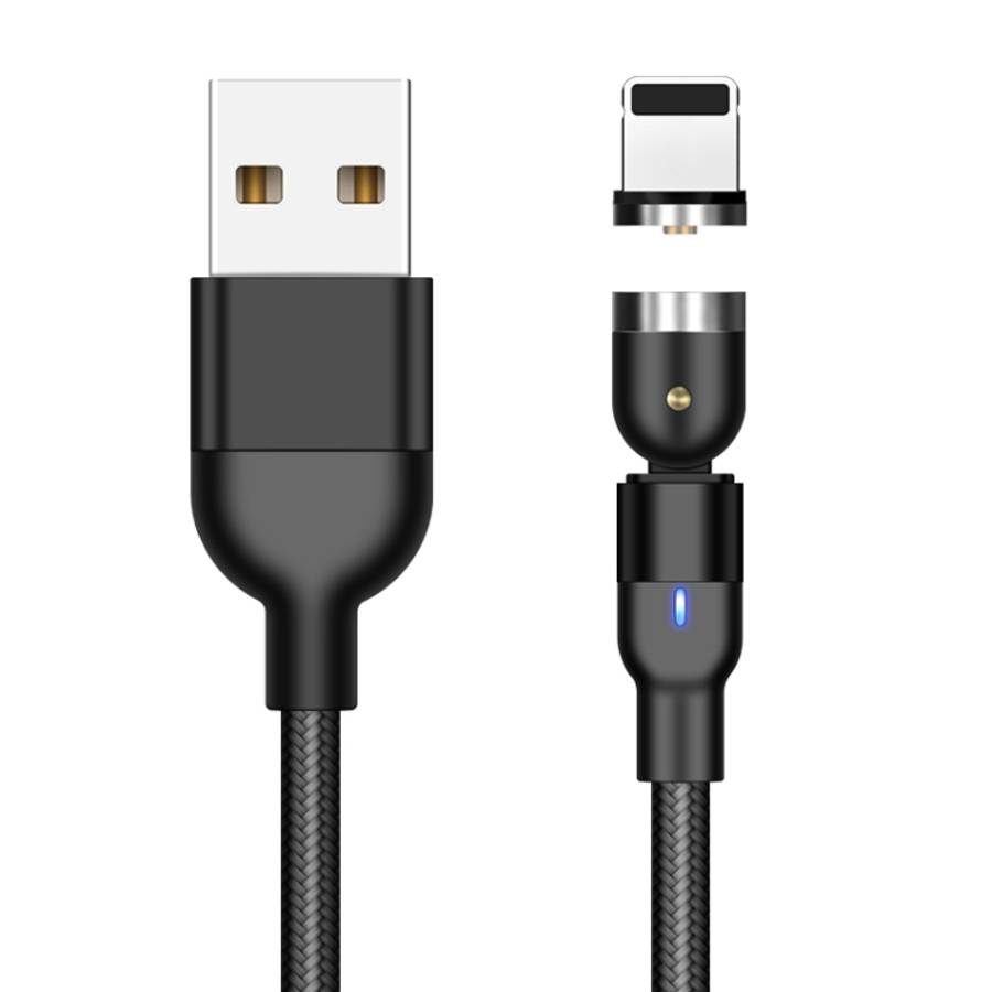 1m 2A Output USB to 8 Pin Nylon Braided Rotate Magnetic Charging Cable, 1m 8 Pin