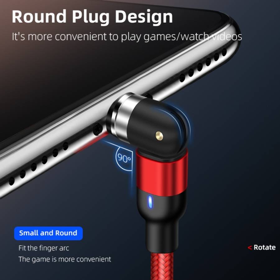 1m 2A Output USB to 8 Pin Nylon Braided Rotate Magnetic Charging Cable, 1m 8 Pin