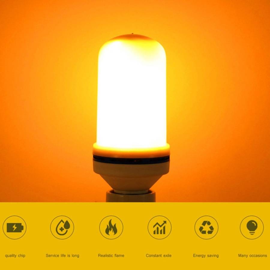 E27 6W LED Simulated Flickering Flame Effect Light Bulb , 1400K with 3 Modes, AC 85-265V
