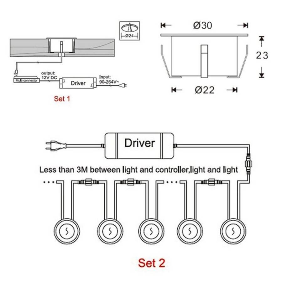 SMD 2835 500-600LM 4000-4500K Deck Light Buried Lamps LED Floor Light Wall Spotlight, Cutout Size...