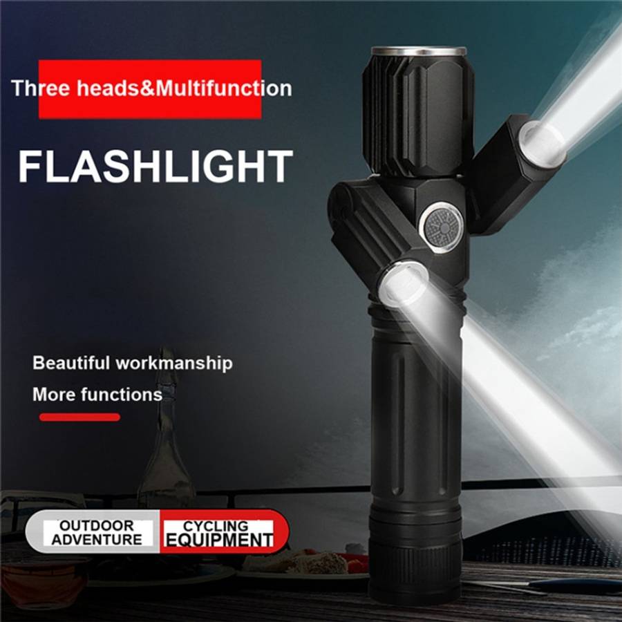 KS-739 USB Charging Waterproof T6+XPE Fixed Focus LED Flashlight with 4-Modes