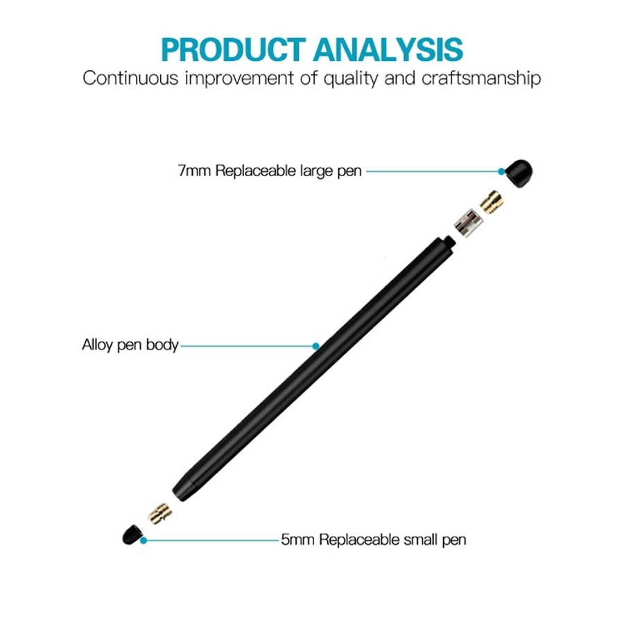 Universal Two-end Rubber Nibs Capacitive Stylus Pen with Magnetic Cap